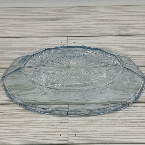 Vintage Indiana Glass Garland Light Blue Oval Centerpiece Bowl 10” - Picture 5 of 5